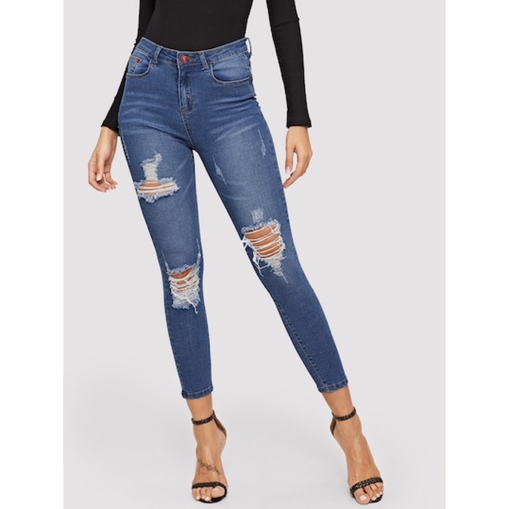 ♡ distressed high waisted skinny jeans ♡ - Picture 5 of 8